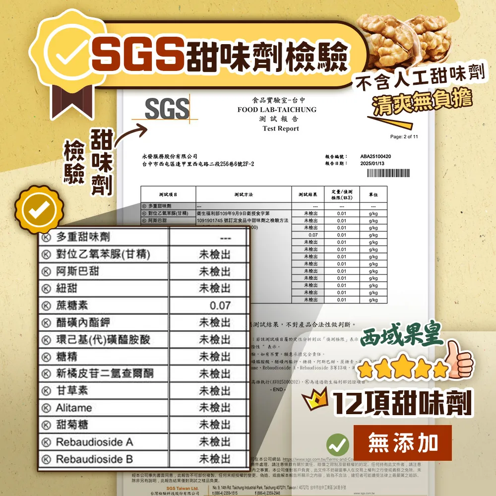 SGS 甜味劑檢驗合格